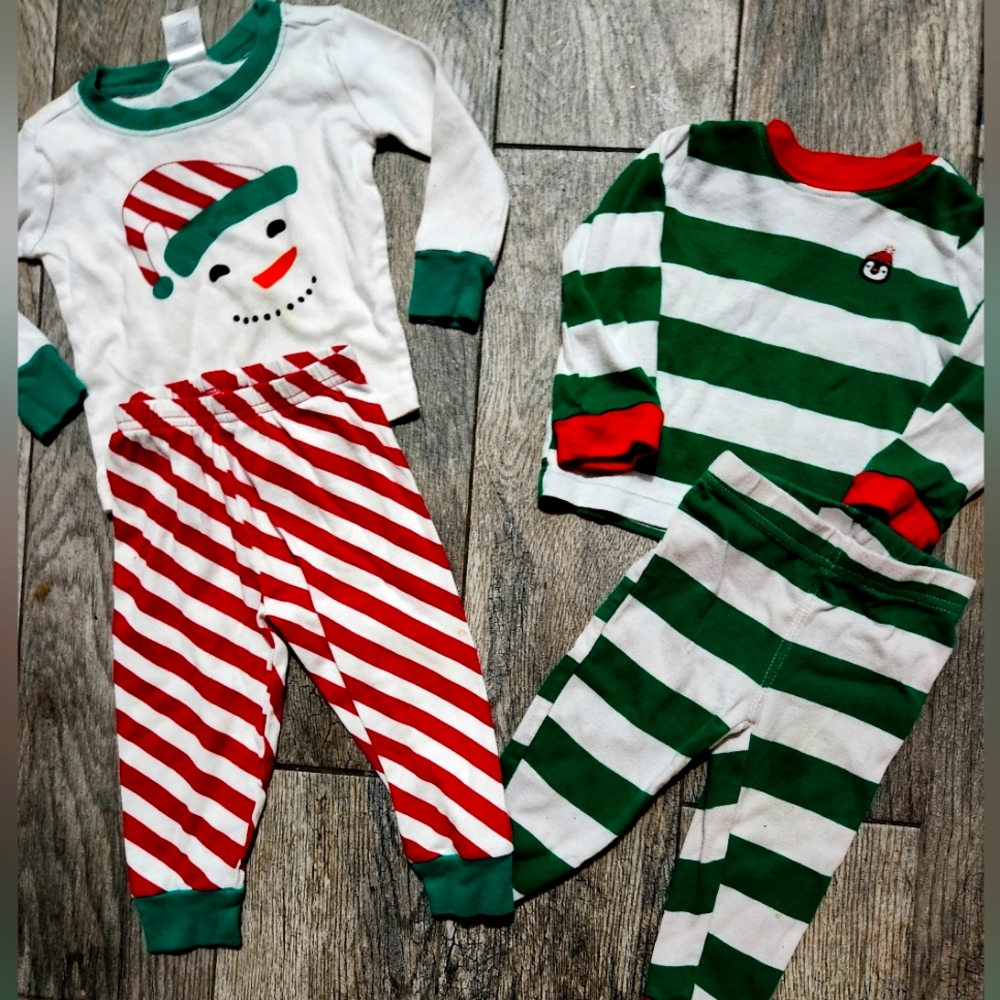 Two Christmas PJ sets 12/18m Gymboree & Carter's